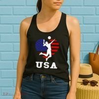 Usa Flag Volleyball Support Usa Team Volleyball Women's Tank Top thumb 2
