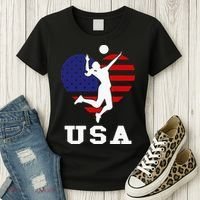 Usa Flag Volleyball Support Usa Team Volleyball Women's T-Shirt thumb 3