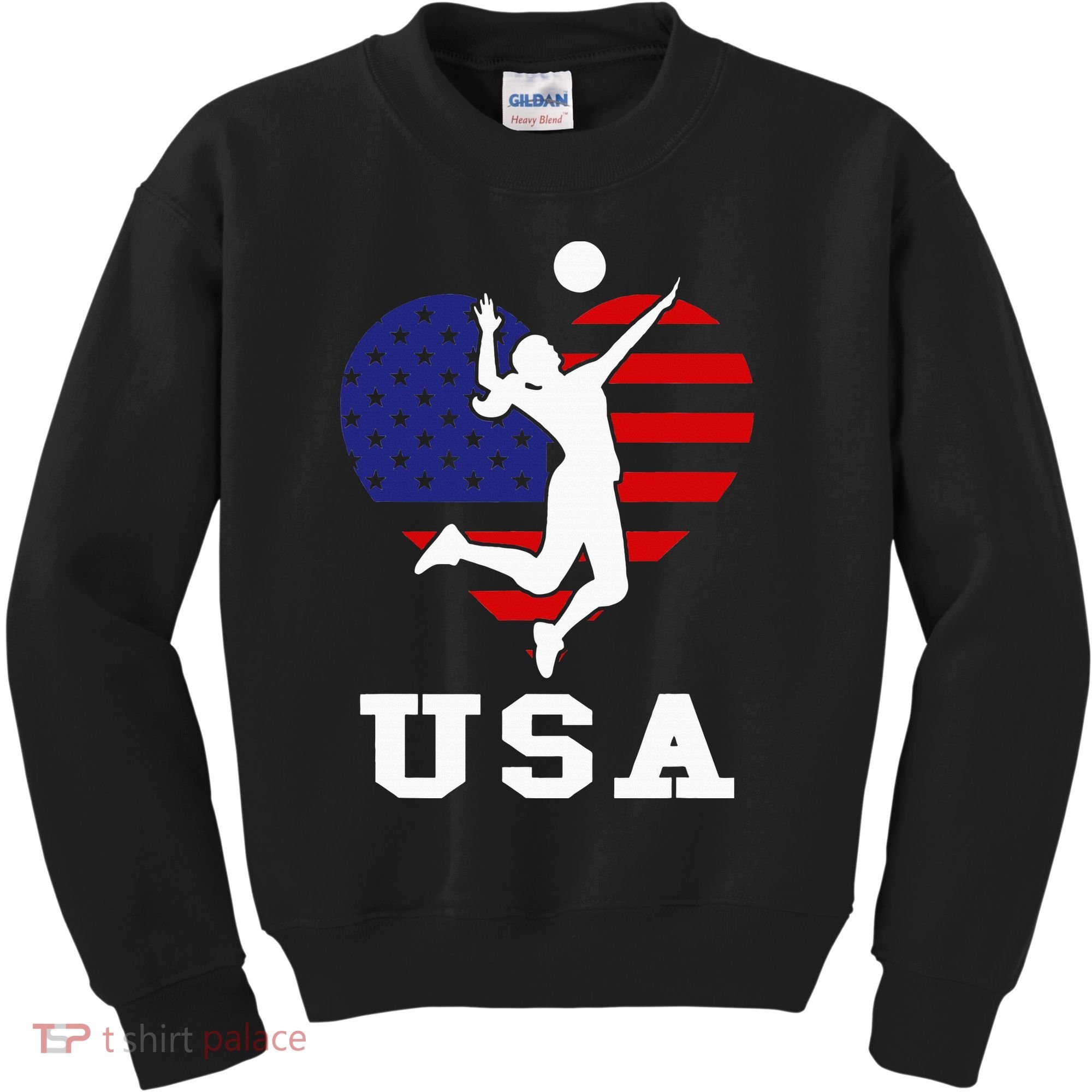 Usa Flag Volleyball Support Usa Team Volleyball Kids Sweatshirt