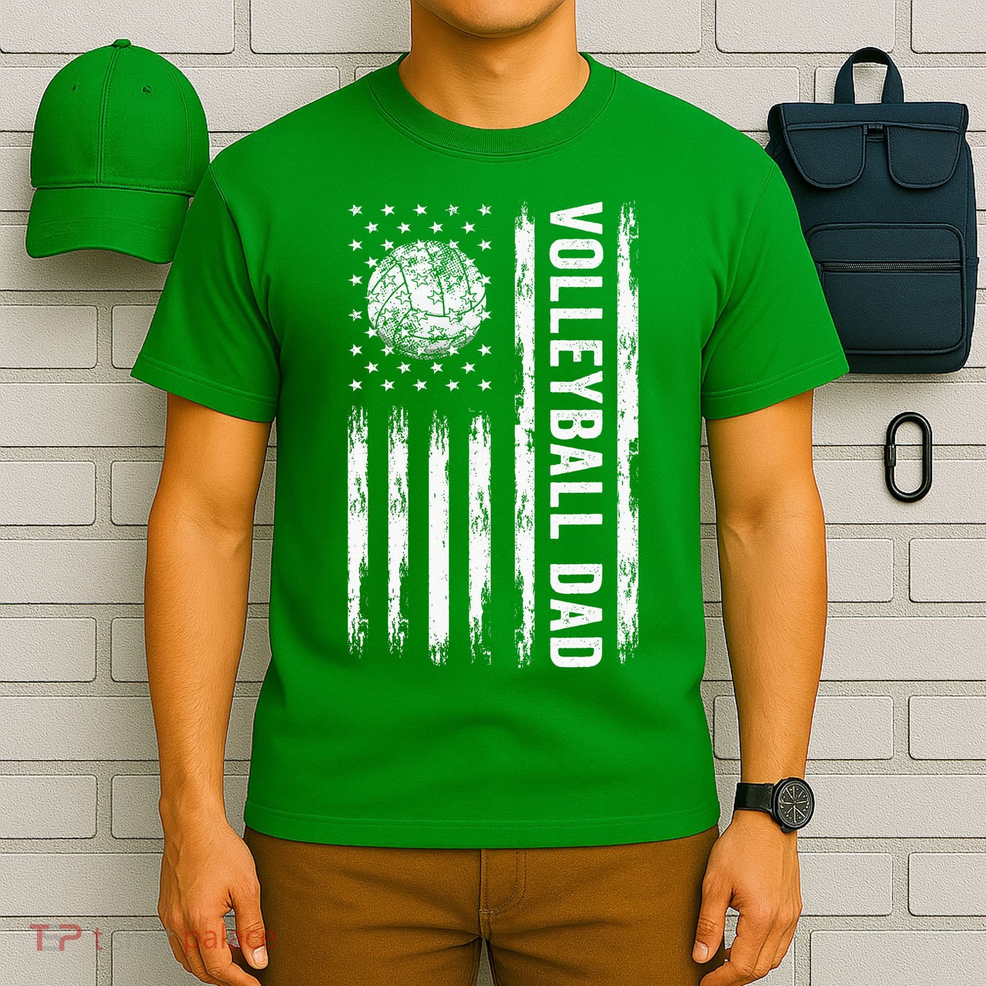 USA Flag Volleyball Dad Volleyball Game Day Vibes T-Shirt