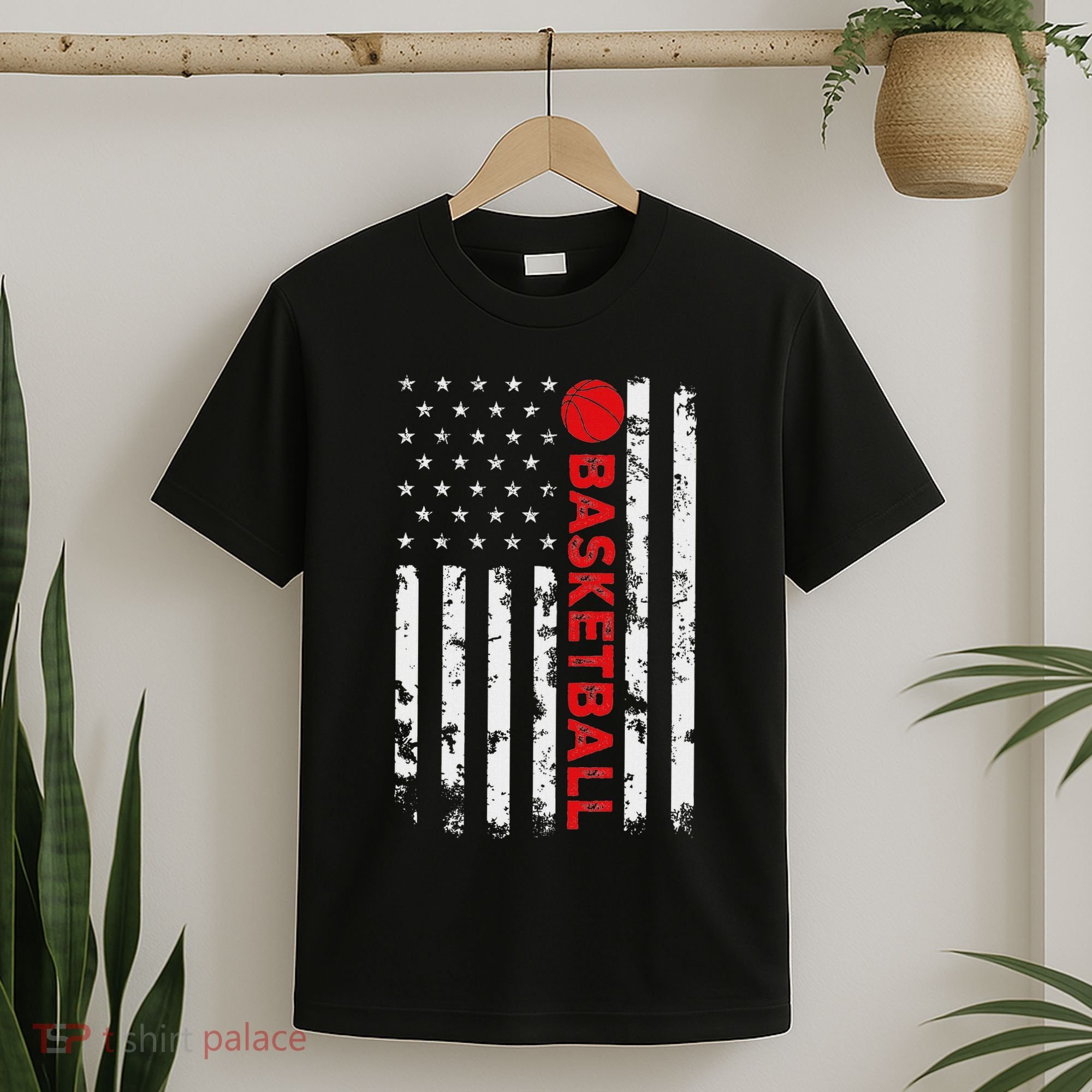Usa Flag Vintage Distressed American Flag Basketball T-Shirt