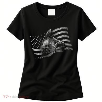USA Flag Walleye Fishing Design Women's T-Shirt