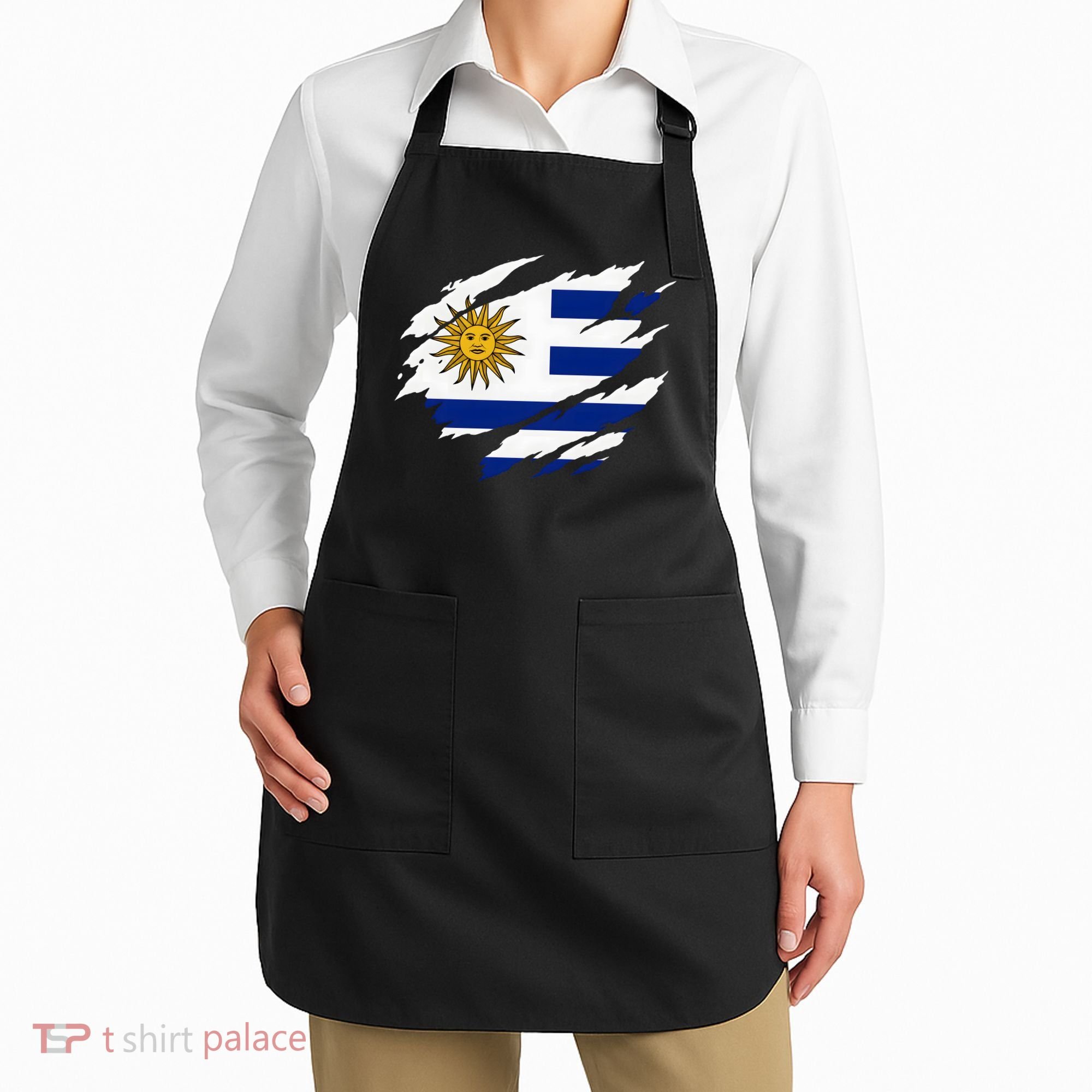 Uruguay Flag With Sun Graphic For Soccer Fans Apron