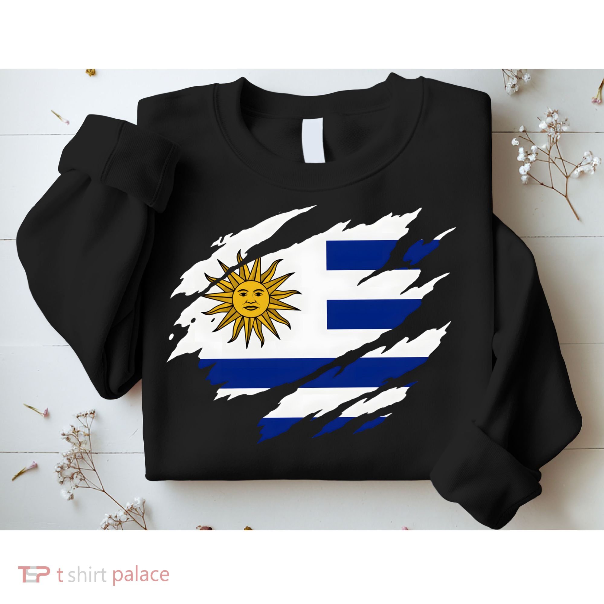 Uruguay Flag With Sun Graphic For Soccer Fans Sweatshirt