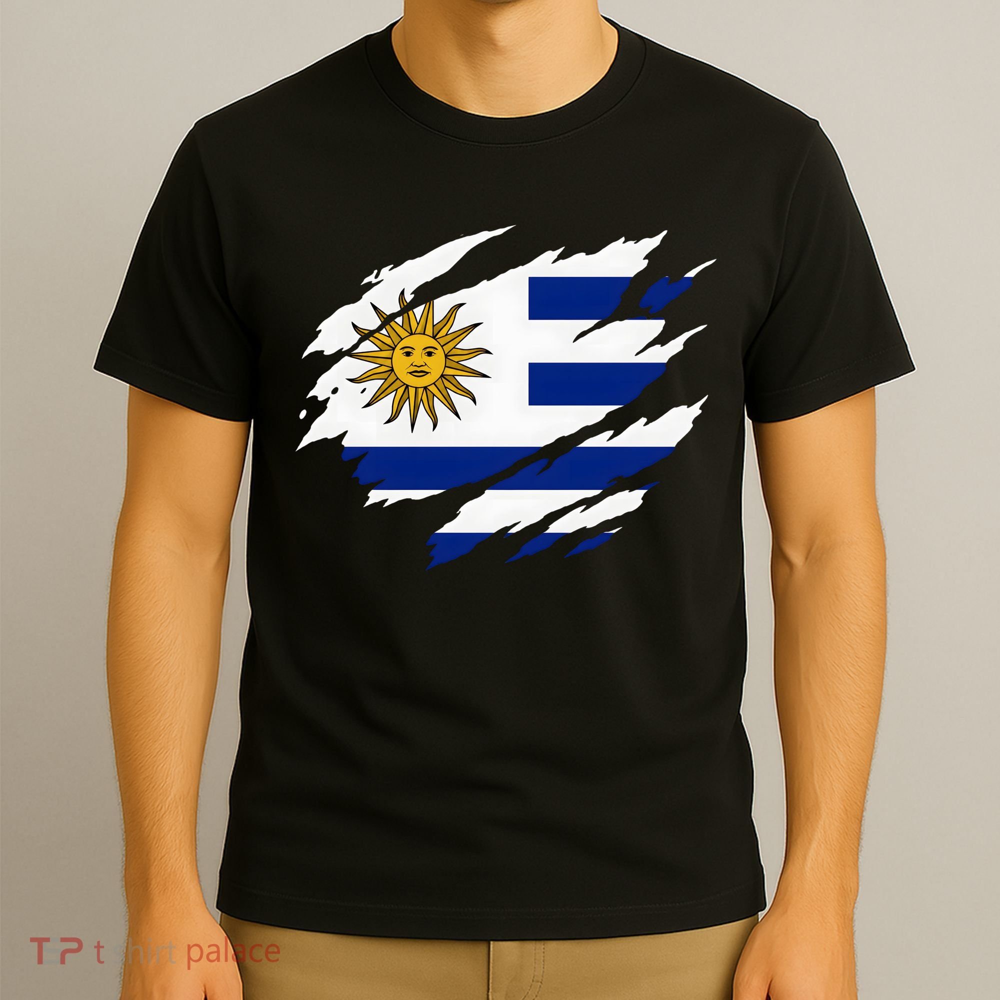Uruguay Flag With Sun Graphic For Soccer Fans T-Shirt