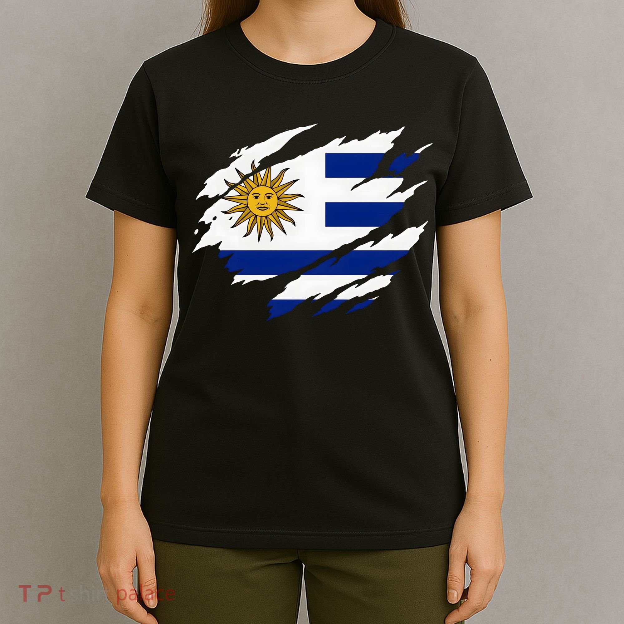 Uruguay Flag With Sun Graphic For Soccer Fans T-Shirt