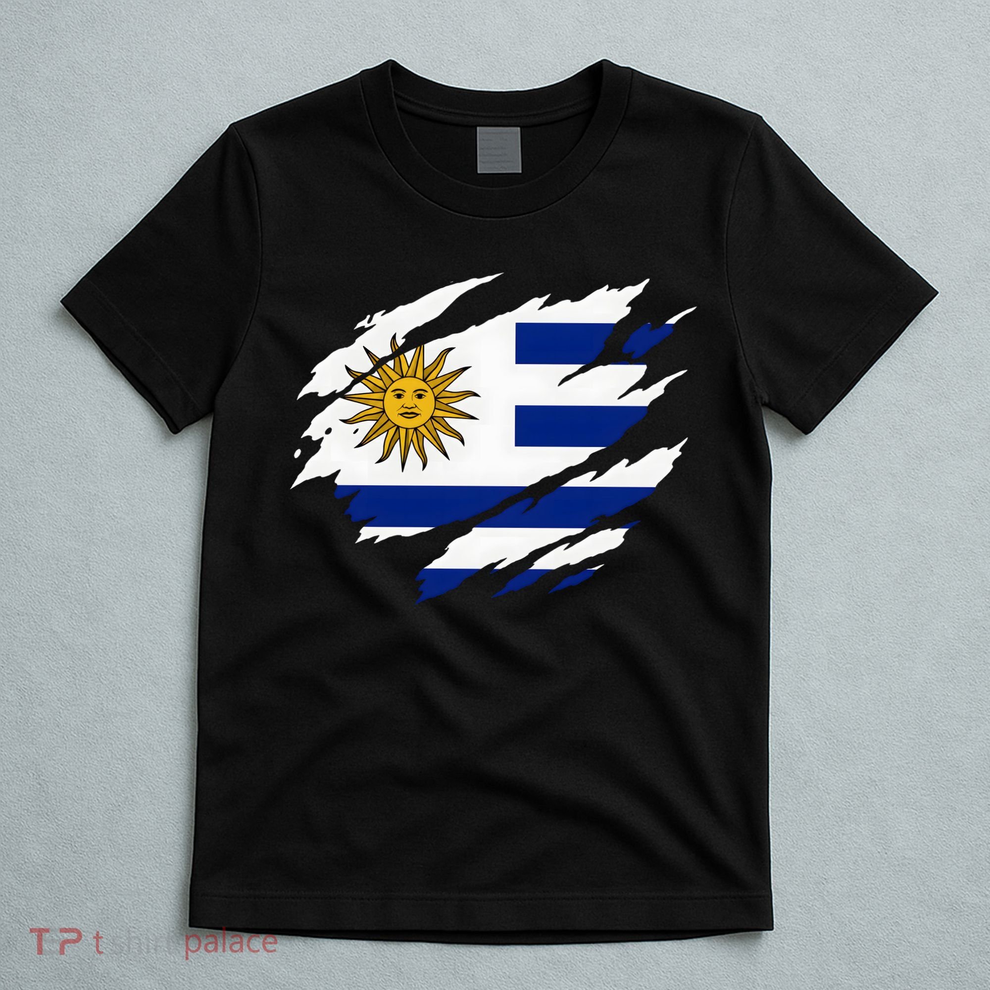 Uruguay Flag With Sun Graphic For Soccer Fans T-Shirt