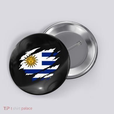 Uruguay Flag With Sun Graphic For Soccer Fans Button