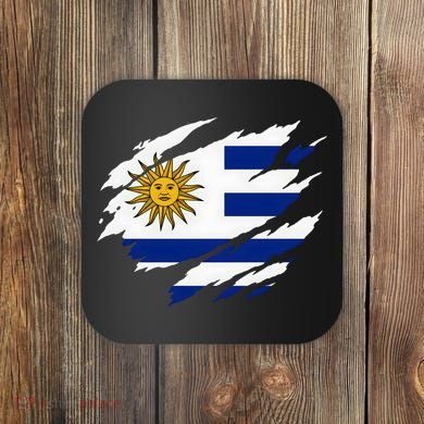 Uruguay Flag With Sun Graphic For Soccer Fans Coaster