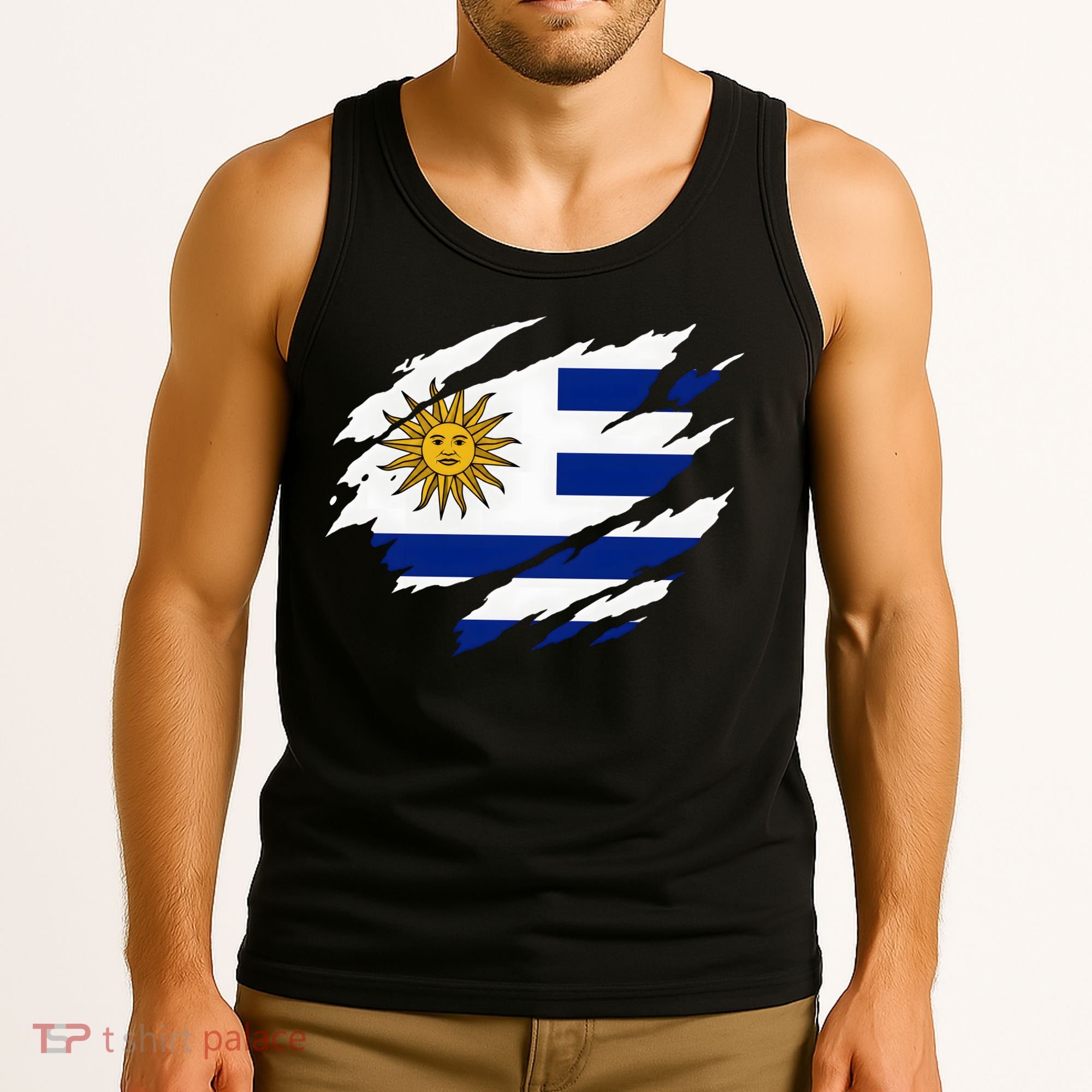 Uruguay Flag With Sun Graphic For Soccer Fans Tank Top