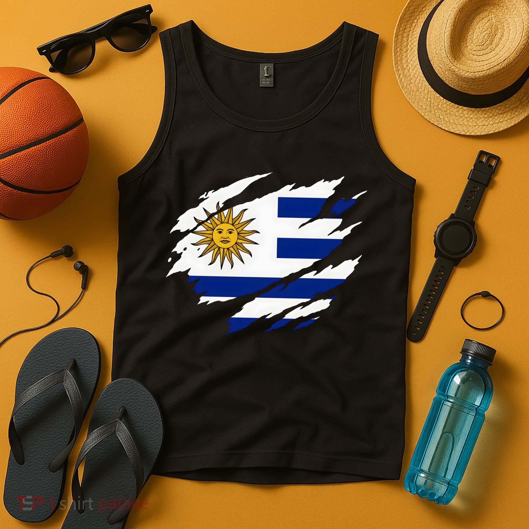 Uruguay Flag With Sun Graphic For Soccer Fans Tank Top