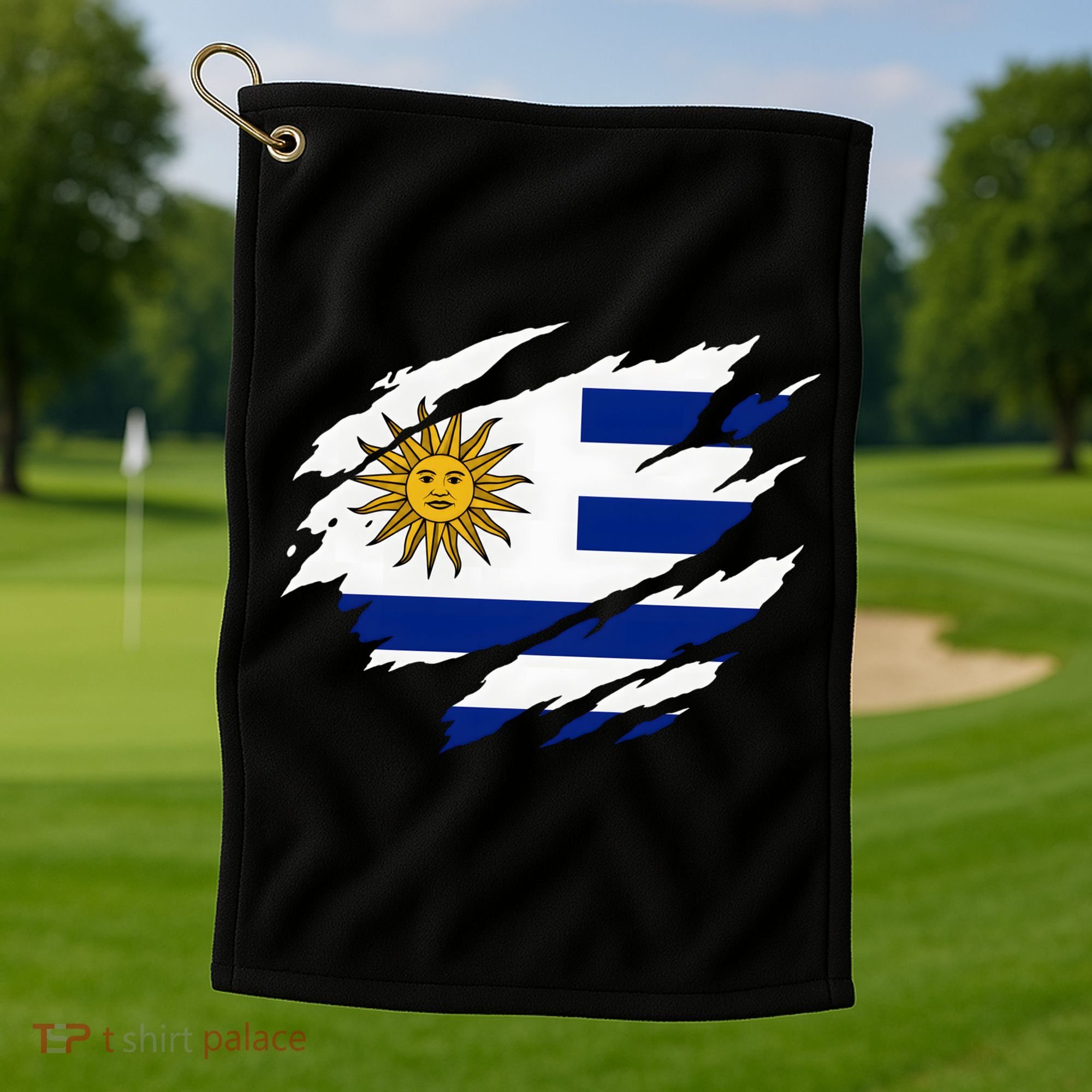 Uruguay Flag With Sun Graphic For Soccer Fans Golf Towel