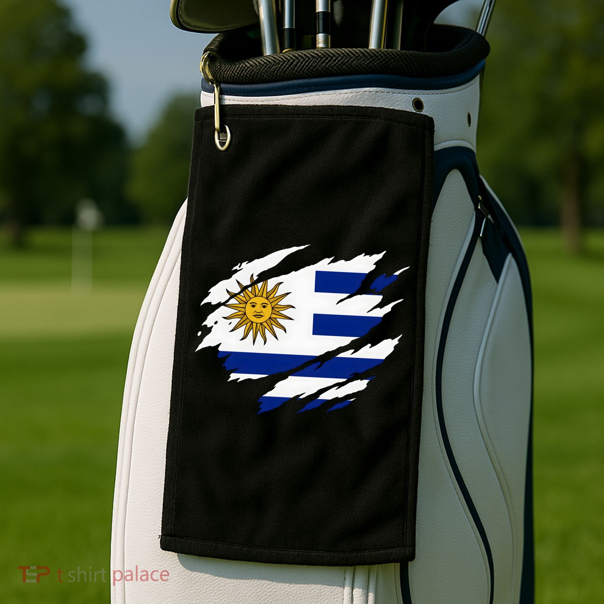 Uruguay Flag With Sun Graphic For Soccer Fans Golf Towel