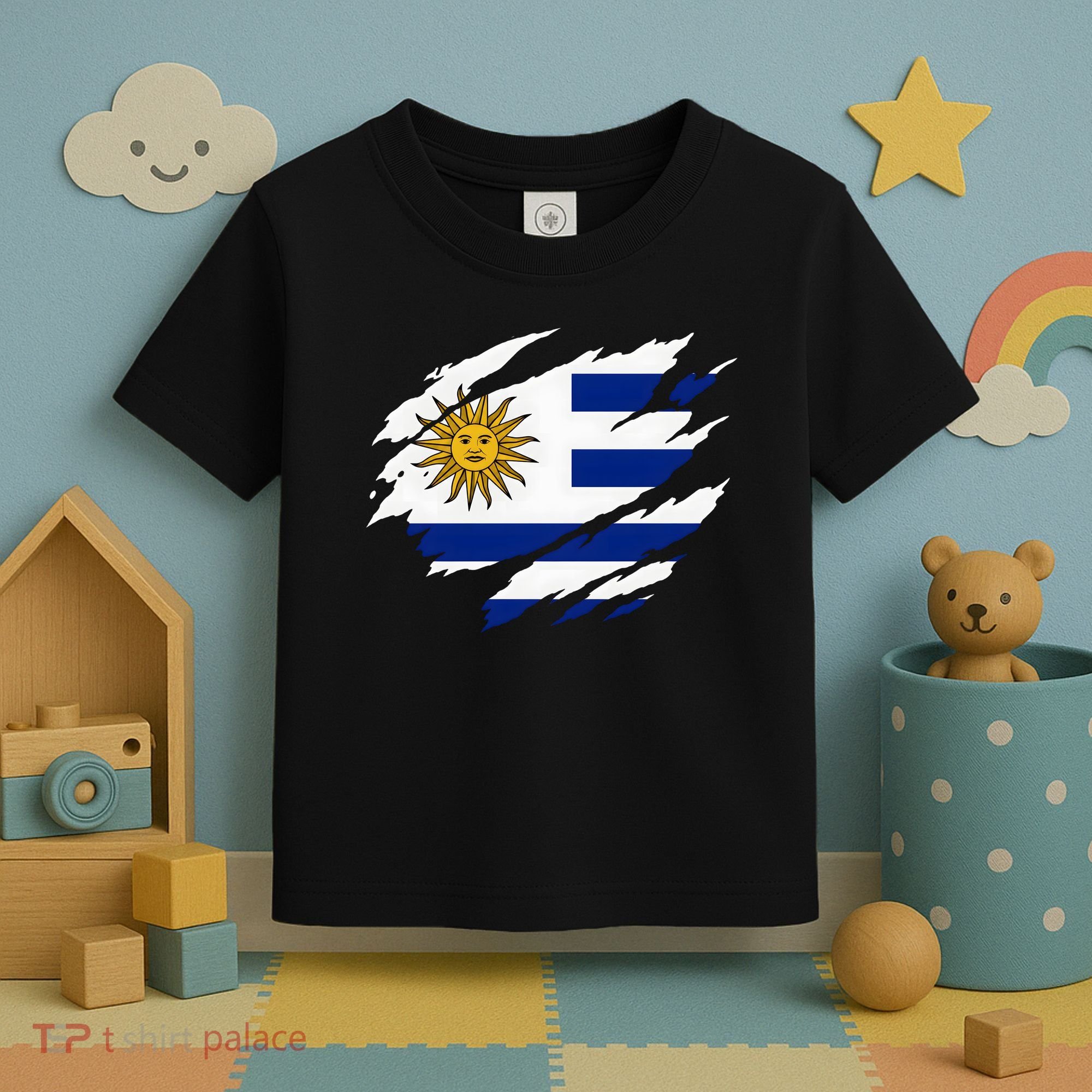 Uruguay Flag With Sun Graphic For Soccer Fans Toddler T-Shirt