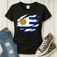 Uruguay Flag With Sun Graphic For Soccer Fans Women's T-Shirt thumb 3