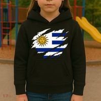 Uruguay Flag With Sun Graphic For Soccer Fans Kids Hoodie thumb 3