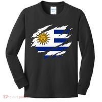 Uruguay Flag With Sun Graphic For Soccer Fans Kids Long Sleeve Shirt thumb 0