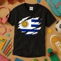 Uruguay Flag With Sun Graphic For Soccer Fans Kids T-Shirt thumb 3