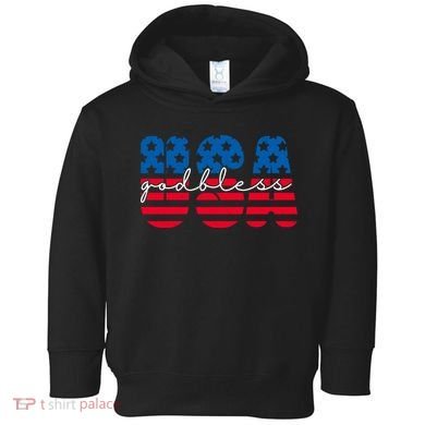 USA God Bless Patriot Celebration Toddler Hoodie