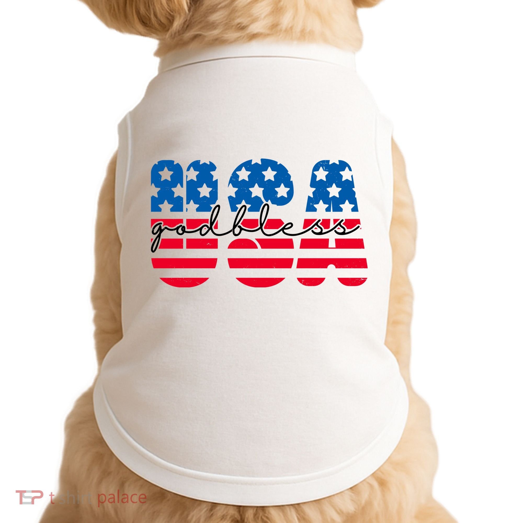 USA God Bless Patriot Celebration Doggie Tank