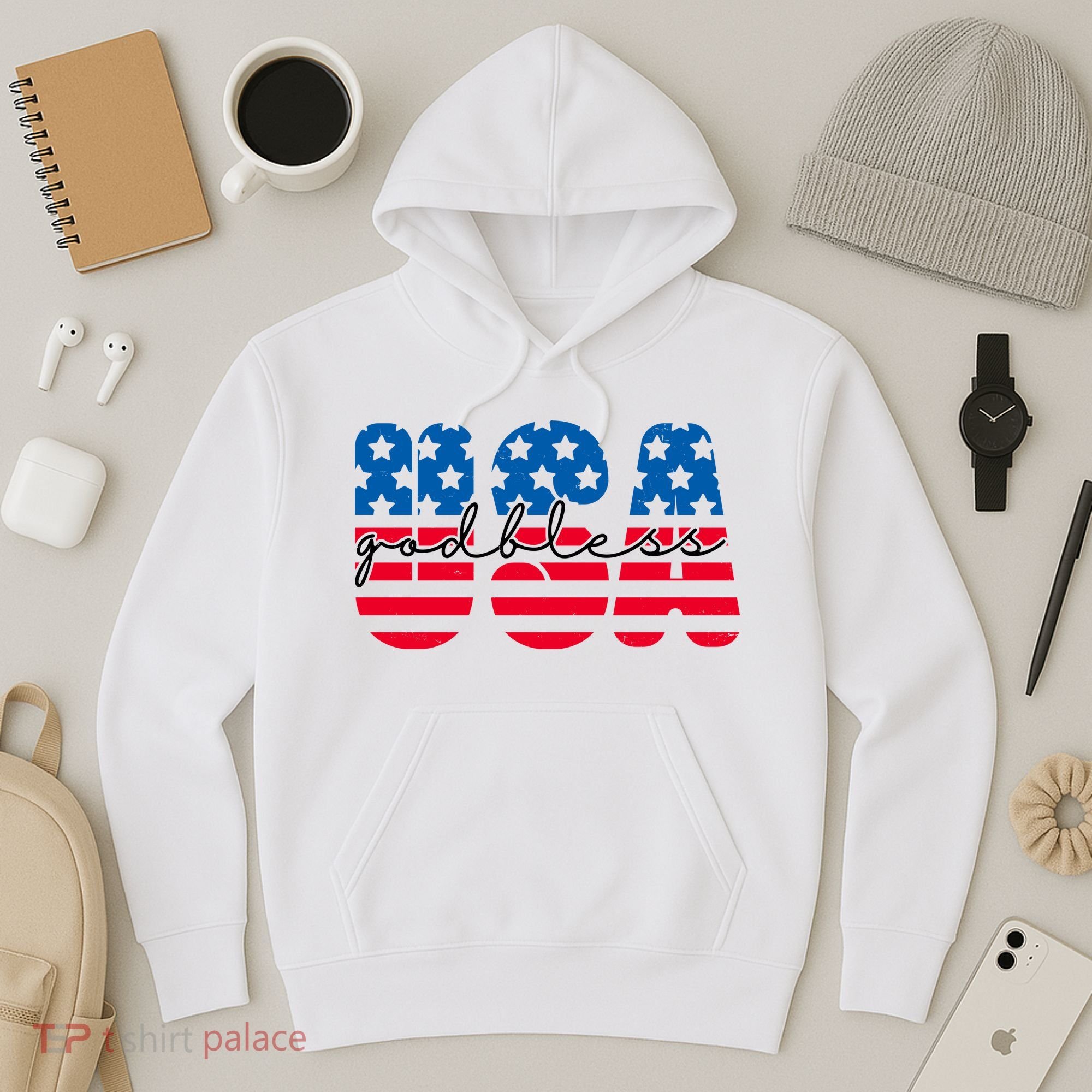 USA God Bless Patriot Celebration Hoodie