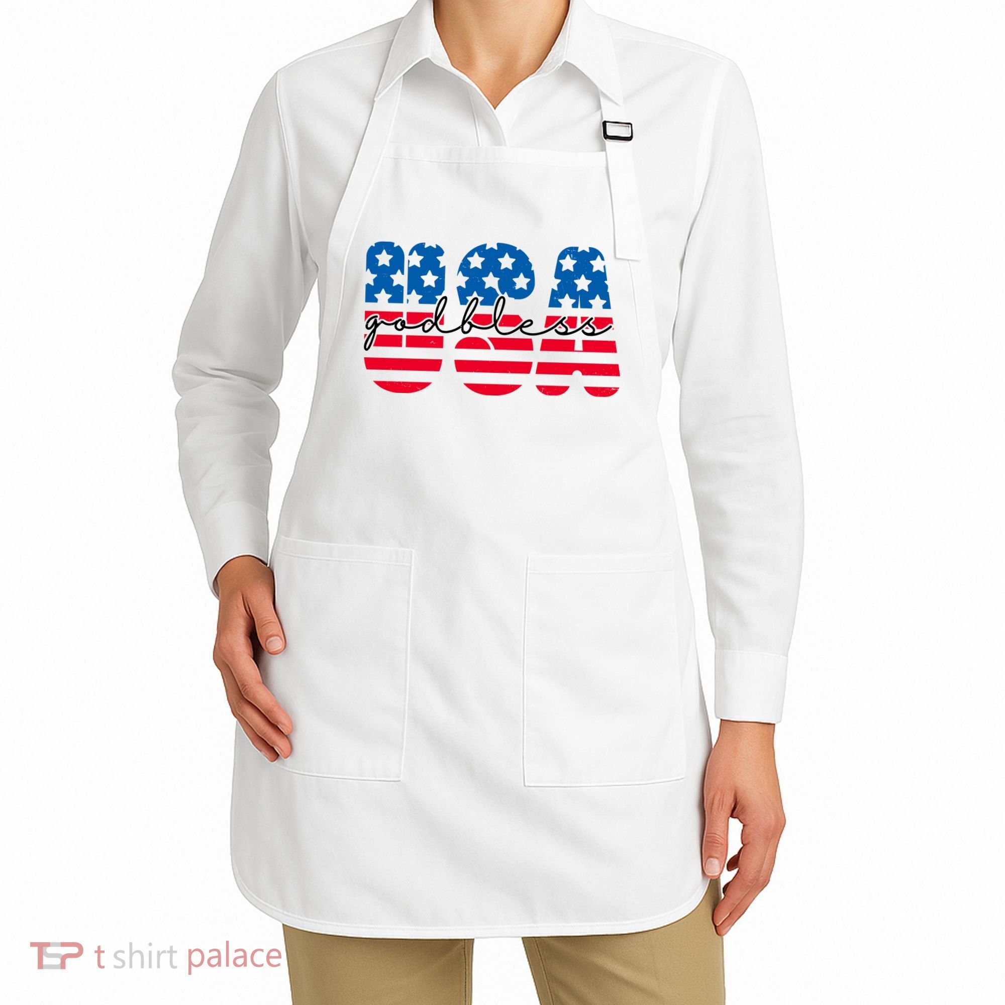USA God Bless Patriot Celebration Apron