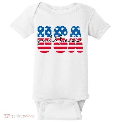 USA God Bless Patriot Celebration Baby Bodysuit