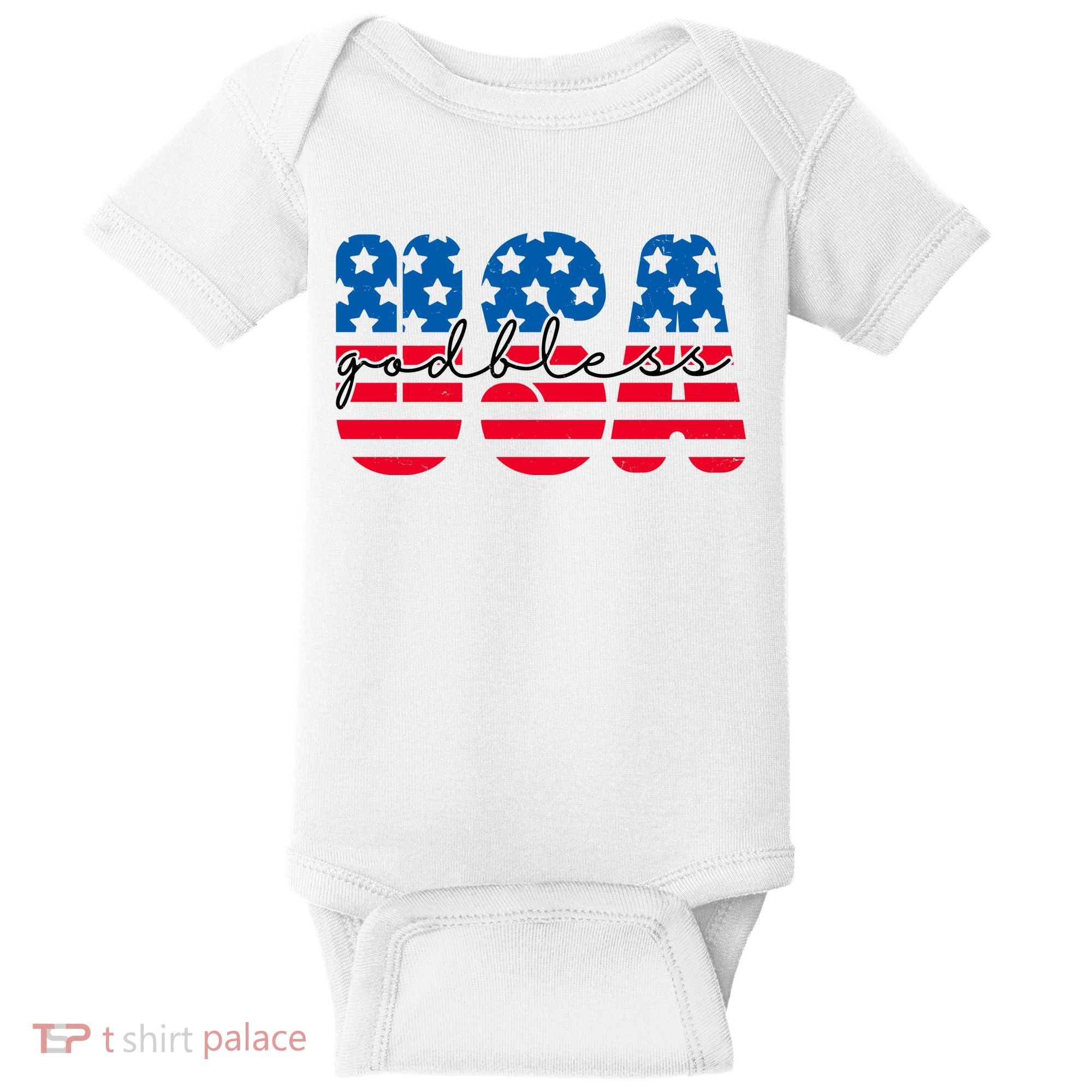 USA God Bless Patriot Celebration Baby Bodysuit