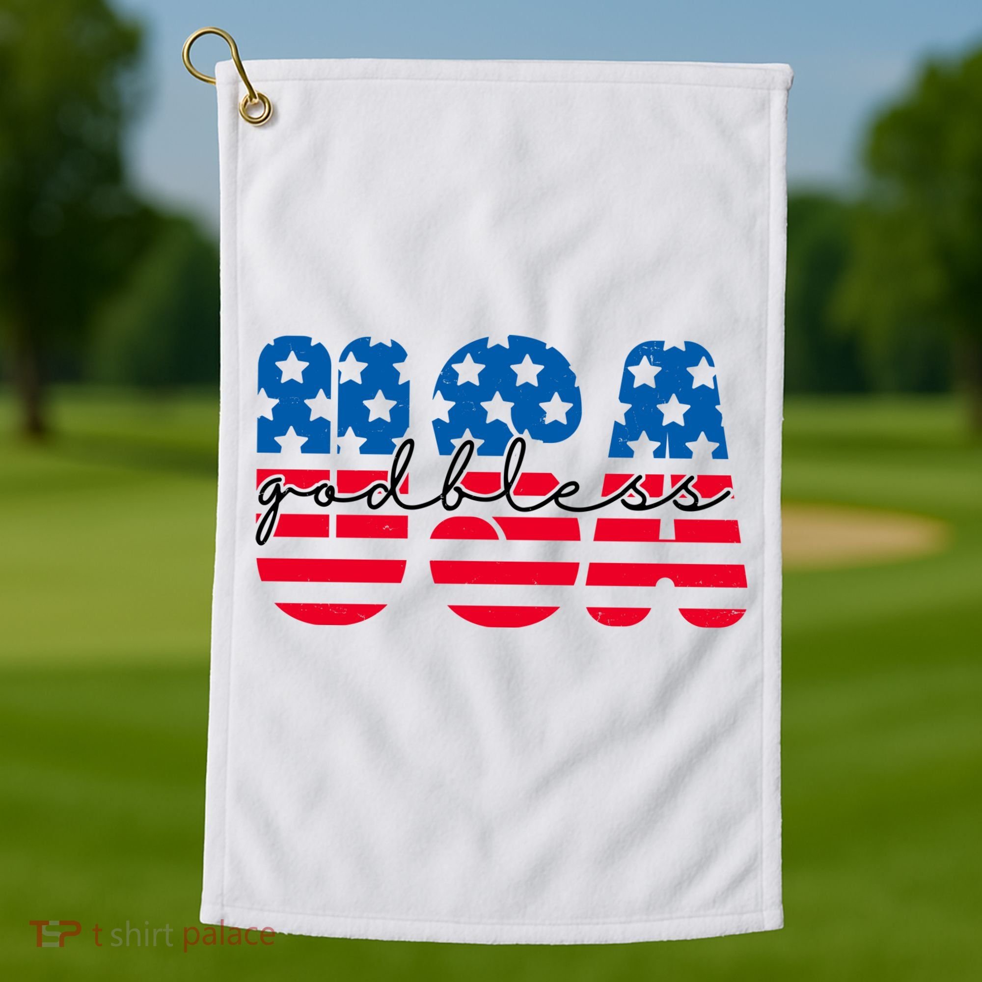 USA God Bless Patriot Celebration Golf Towel
