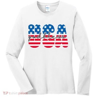 USA God Bless Patriot Celebration Women's Long Sleeve Shirt