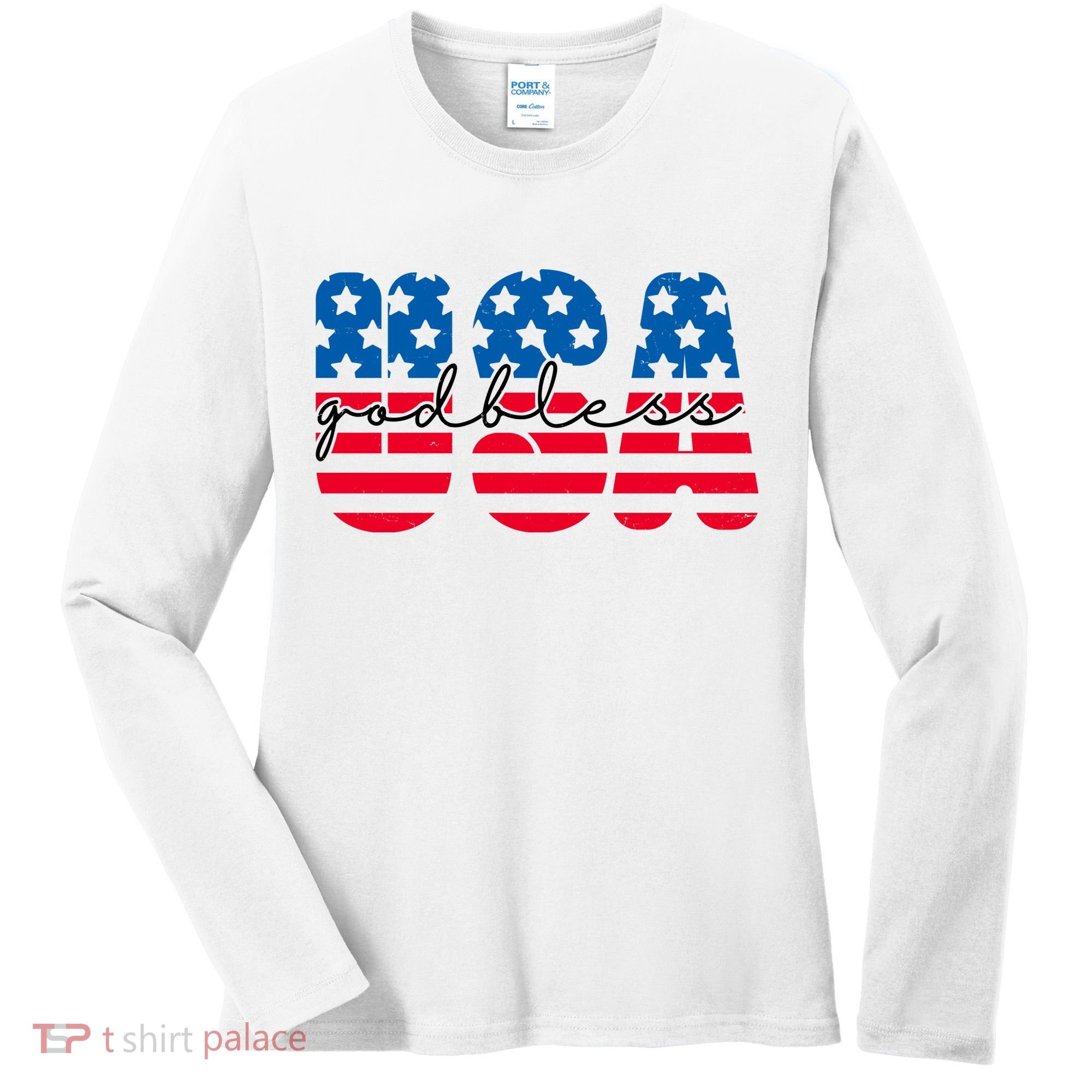 USA God Bless Patriot Celebration Women's Long Sleeve Shirt