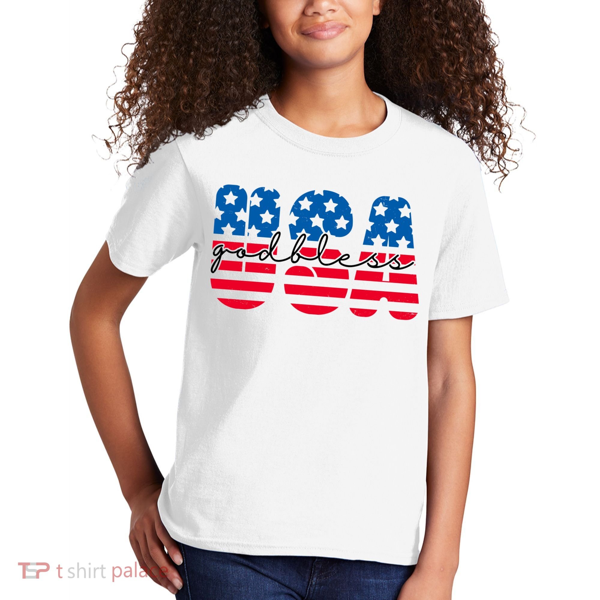 USA God Bless Patriot Celebration Kids T-Shirt