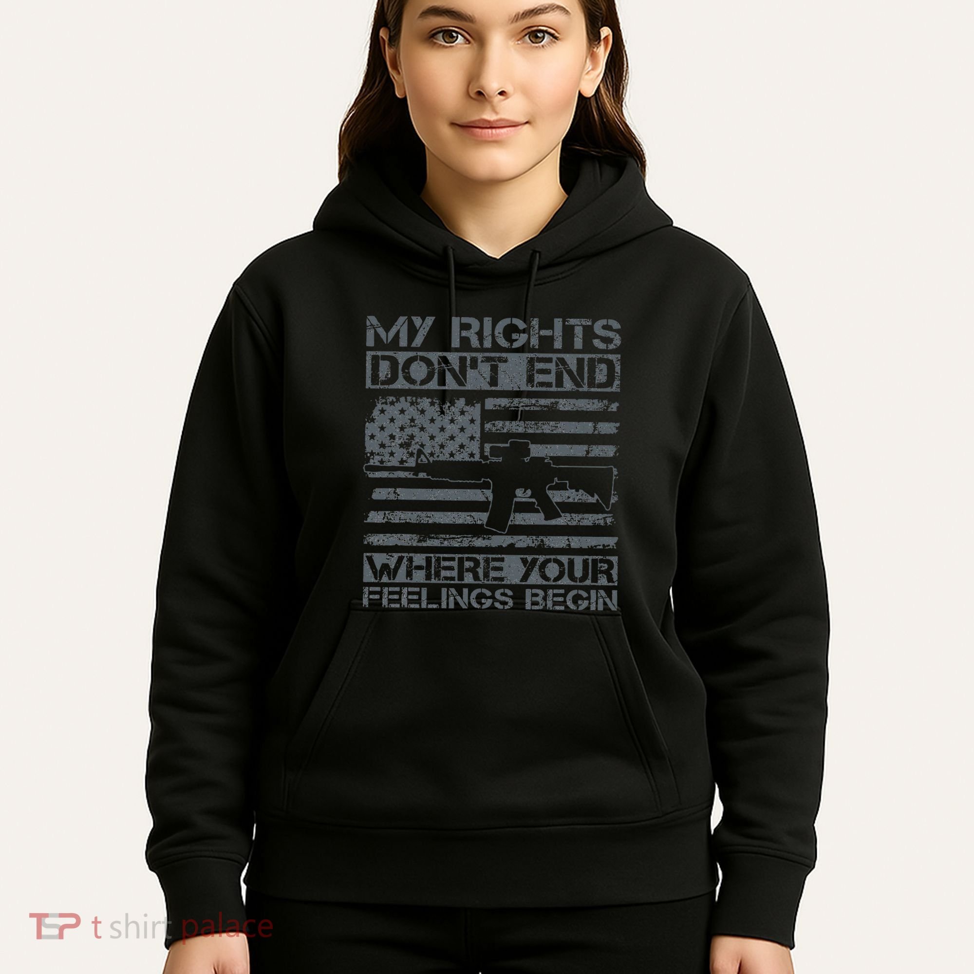 Usa Gun Flag My Rights DonT End Where Your Feelings Begin Hoodie