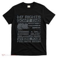 Usa Gun Flag My Rights DonT End Where Your Feelings Begin T-Shirt thumb 0