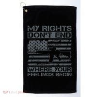 Usa Gun Flag My Rights DonT End Where Your Feelings Begin Golf Towel thumb 0