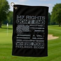 Usa Gun Flag My Rights DonT End Where Your Feelings Begin Golf Towel thumb 1