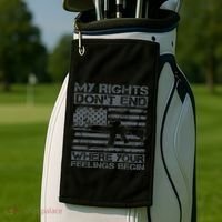 Usa Gun Flag My Rights DonT End Where Your Feelings Begin Golf Towel thumb 2