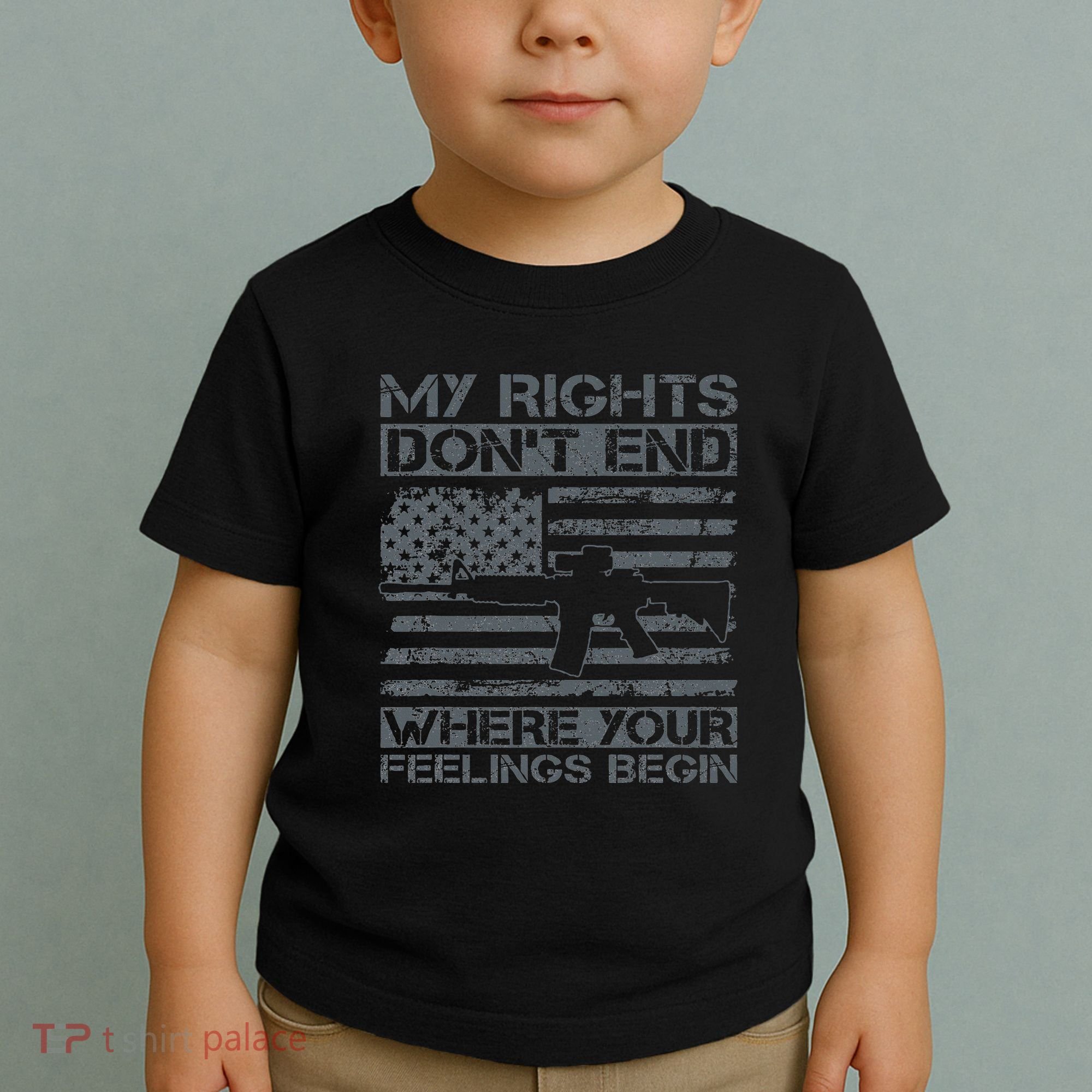 Usa Gun Flag My Rights DonT End Where Your Feelings Begin Toddler T-Shirt