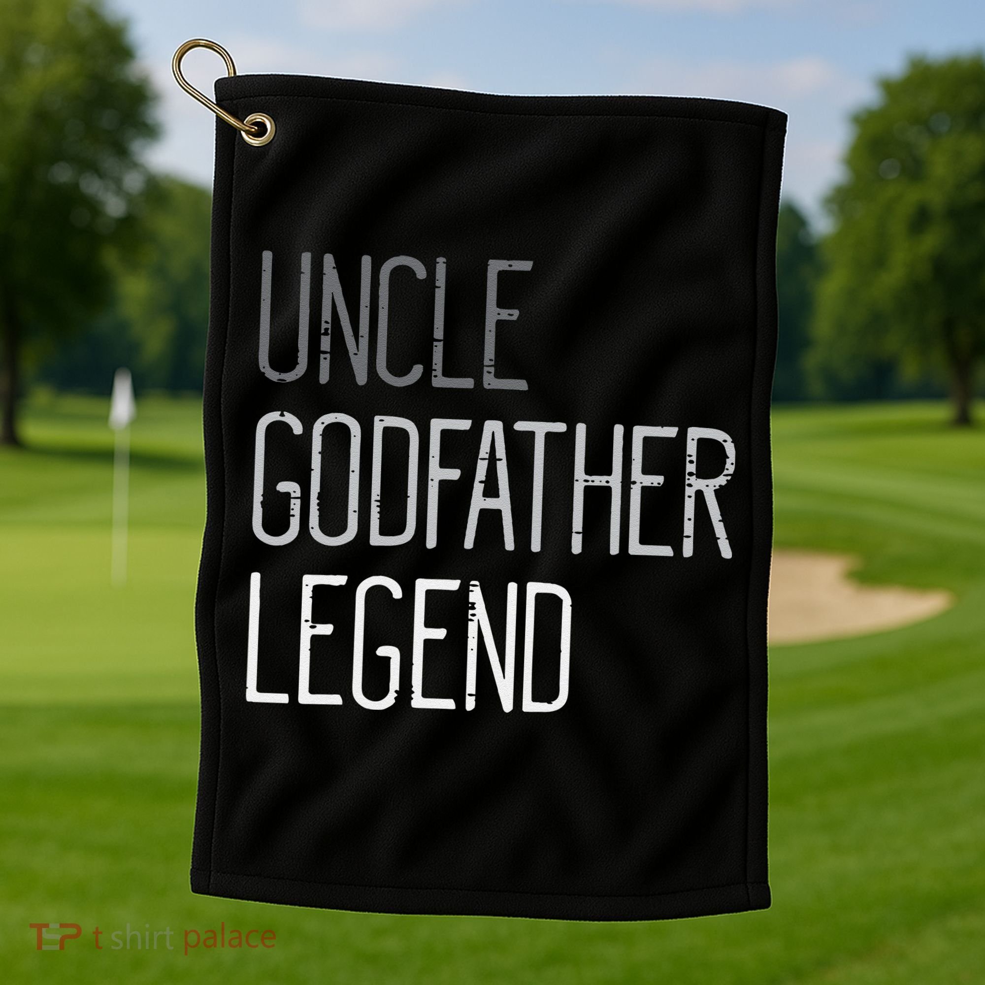 Uncle Godfather Legend Funny Fathers Day Family Brother Golf Towel