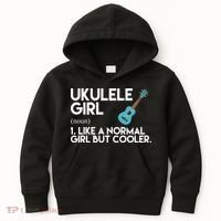 Ukulele Girl Like A Norm Girl But Cooler Kids Hoodie thumb 0
