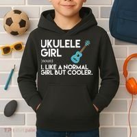 Ukulele Girl Like A Norm Girl But Cooler Kids Hoodie thumb 2
