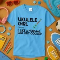 Ukulele Girl Like A Norm Girl But Cooler Kids T-Shirt thumb 3