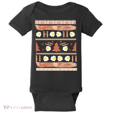 Ugly Bacon And Eggs Christmas Sweater Baby Bodysuit