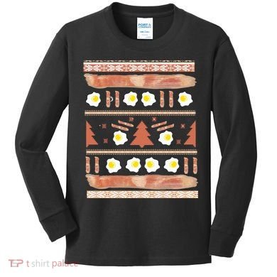 Ugly Bacon And Eggs Christmas Sweater Kids Long Sleeve Shirt