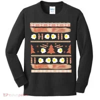 Ugly Bacon And Eggs Christmas Sweater Kids Long Sleeve Shirt thumb 0