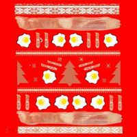 Ugly Bacon And Eggs Christmas Sweater Santa Hat thumb 1