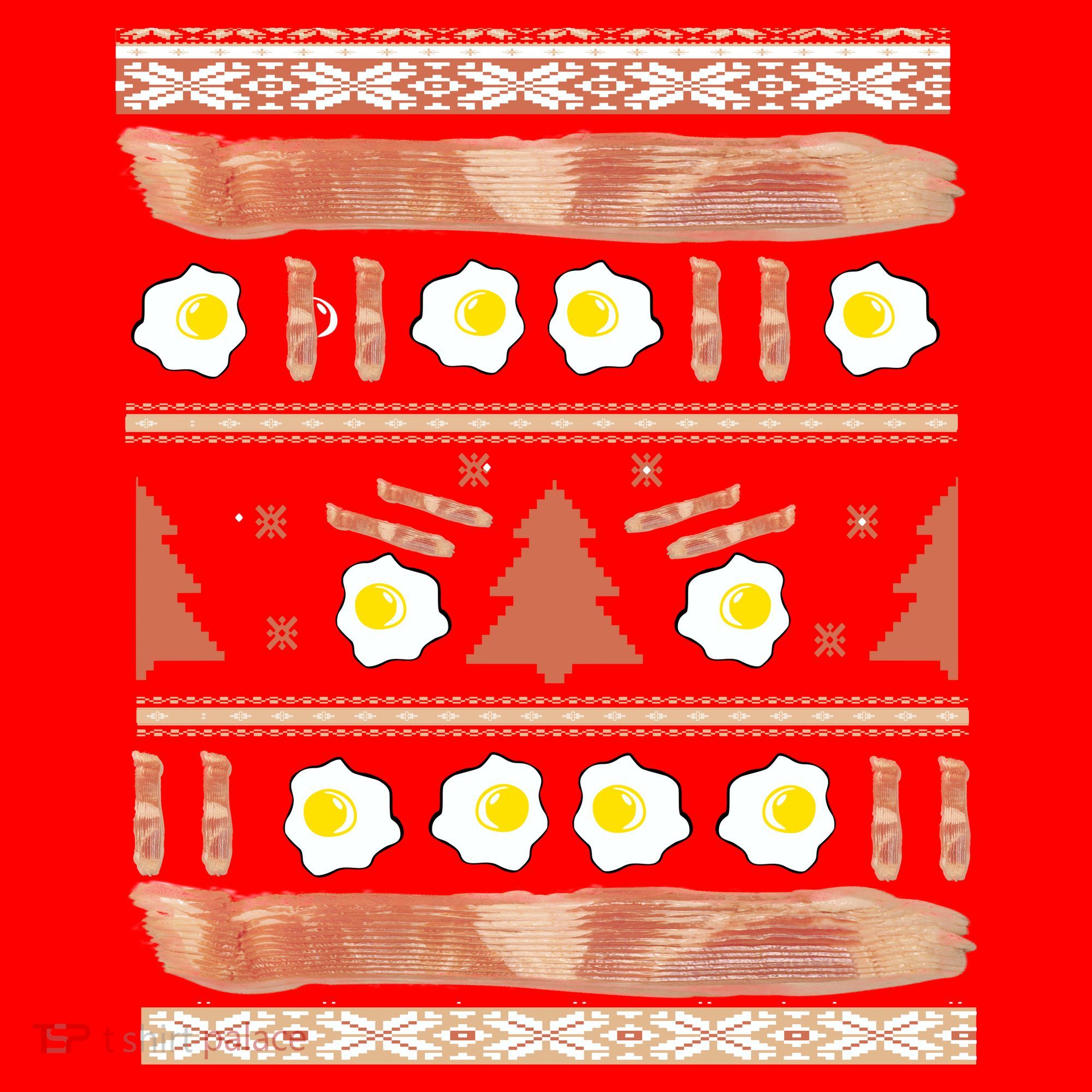 Ugly Bacon And Eggs Christmas Sweater Santa Hat