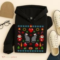 Ugly Cat Christmas Sweater 8 Bit Hoodie thumb 4
