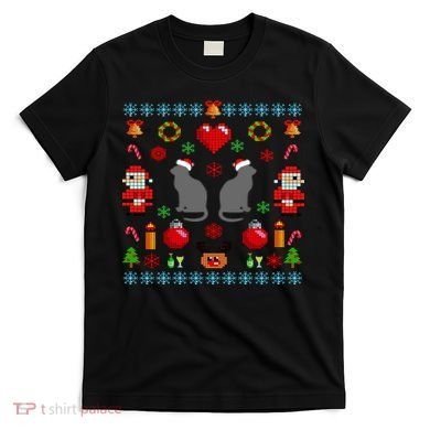 Ugly Cat Christmas Sweater 8 Bit T-Shirt