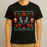 Ugly Cat Christmas Sweater 8 Bit T-Shirt thumb 3